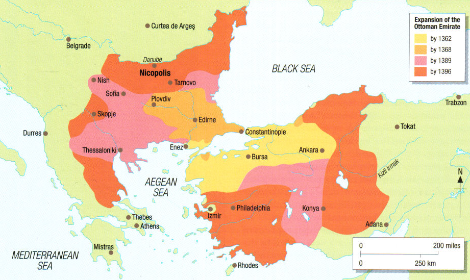 Владение турок османов в середине 14 века карта